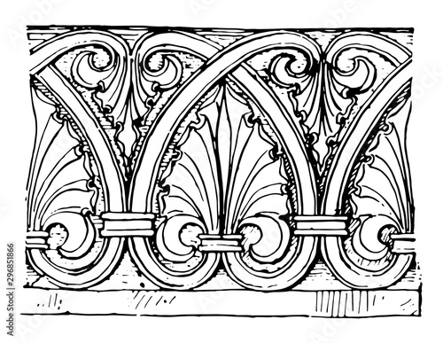Anthemion frieze from South Germany vintage engraving.