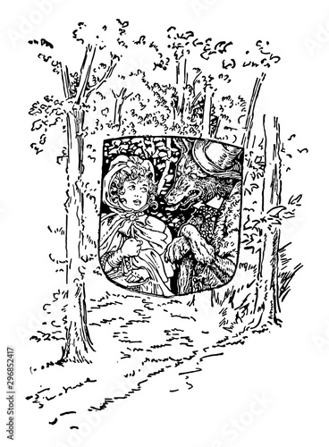 Little Red Riding hood vintage illustration