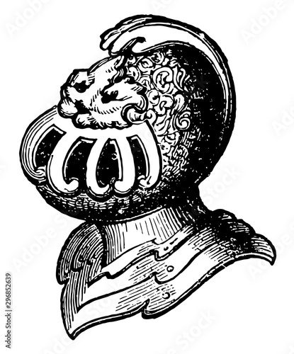 Helm of the Princes and Nobles is a heraldic helmet vintage engraving.