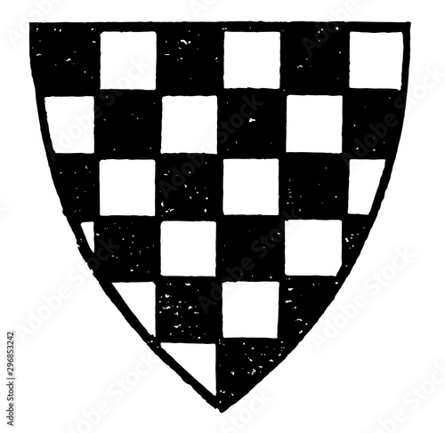 Chequée is divided by lines perpendicular vintage engraving.