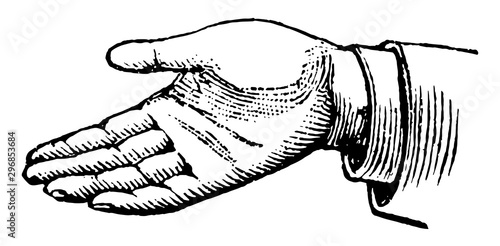 This picture represents the hands simple affirmation vintage engraving.