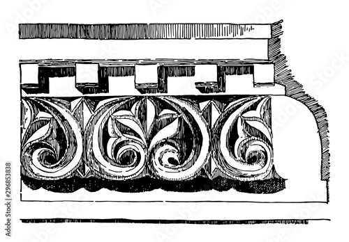 Anthemion Frieze Venice Byzantium vintage engraving.