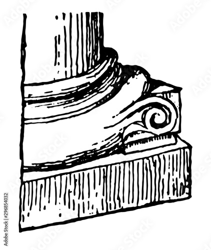 Column Base fillets vintage engraving.