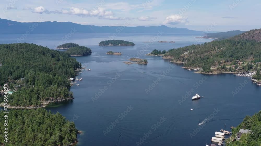 Fantastic view over ocean, yacht and mountains in Vancouver, Canada. Fantastic view over ocean, yacht and mountains in Vancouver, Canada.
