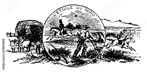 The official seal of the U.S. state of Minnesota vintage illustration