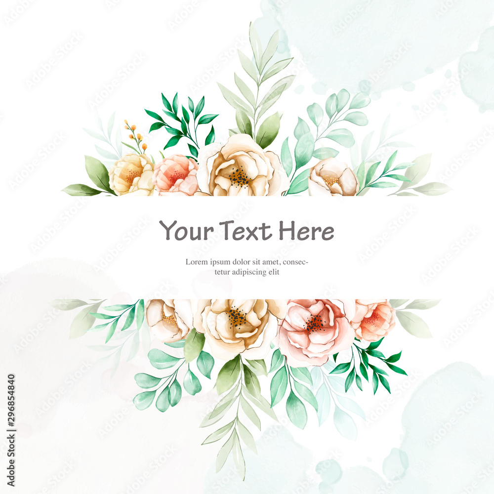 Naklejka beautiful wedding invitation with watercolor floral design