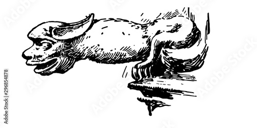 Lincoln Gargoyle, odd addition,  vintage engraving.