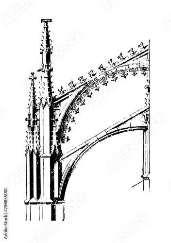Flying Arches centre vintage engraving.