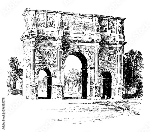 Slika na platnu Arch of Constantine a triumphal arch vintage engraving.