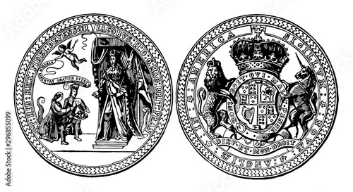The seal of Sir Edmund Andros the 3rd and 5th Royal Governor of colonial Maryland vintage illustration