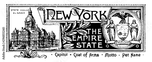 The state banner of New York the empire state vintage illustration