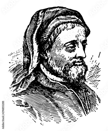 Geoffrey Chaucer vintage illustration photo