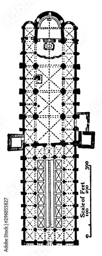 Plan of San Ambrogio 10001200 vintage engraving.
