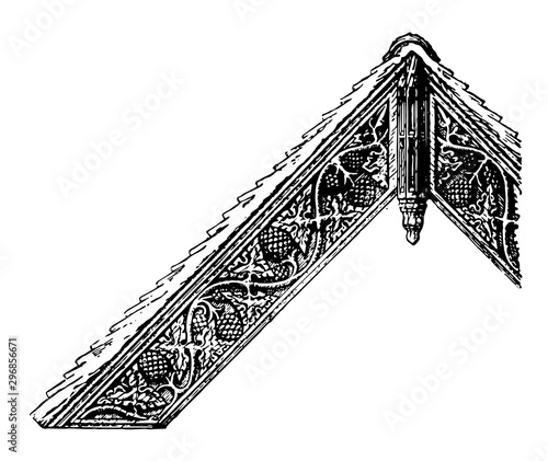 Barge Board purlins vintage engraving.