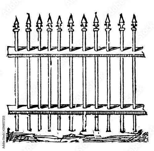 Bars fence vintage engraving.