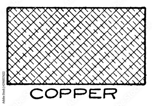 Mechanical Drawing Cross Hatching of Copper, military armory,  vintage engraving.