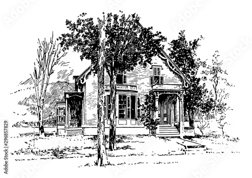 Birthplace of Admiral Dewey vintage illustration.