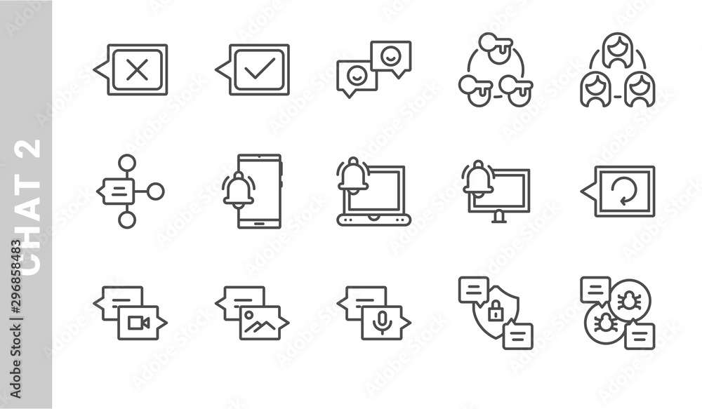 chat 2 icon set. Outline Style. each made in 64x64 pixel