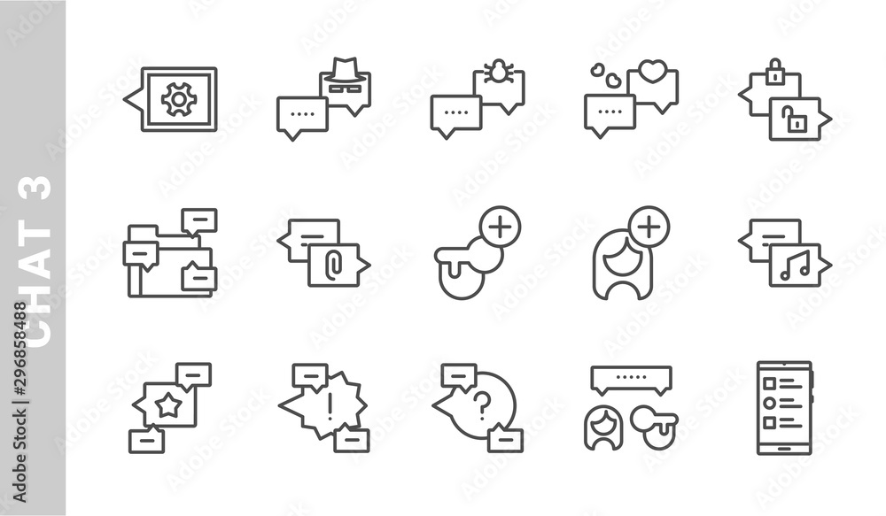 chat 3 icon set. Outline Style. each made in 64x64 pixel
