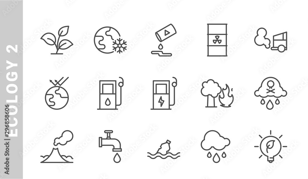 ecology 2 icon set. Outline Style. each made in 64x64 pixel