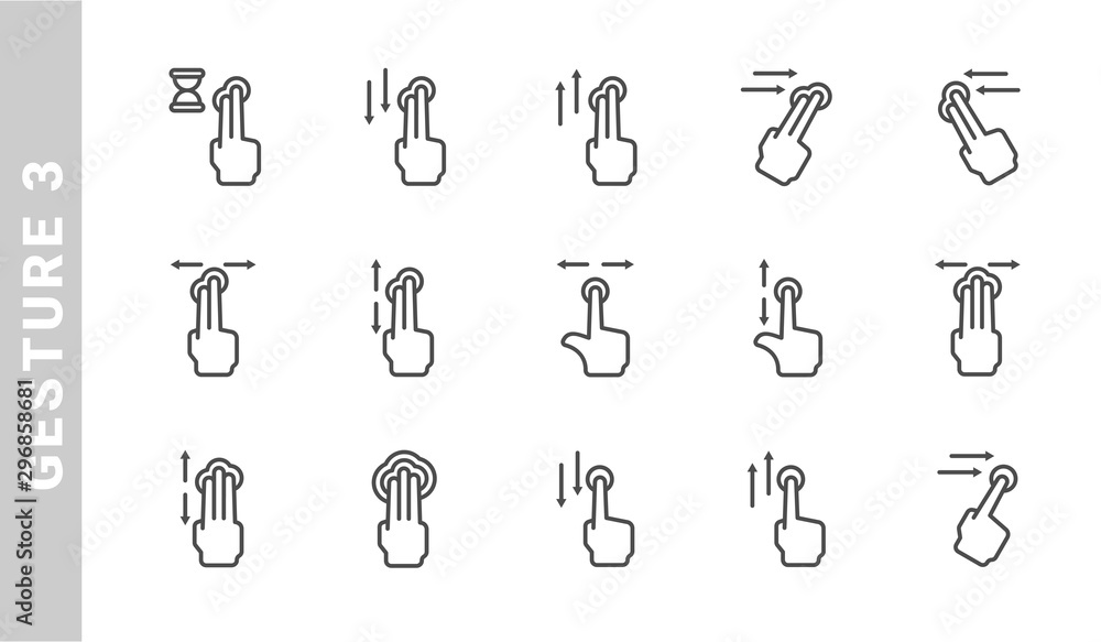 gesture 3 icon set. Outline Style. each made in 64x64 pixel gesture 3 icon set. Outline Style. each made in 64x64 pixel