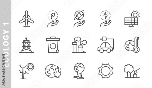 ecology 1 icon set. Outline Style. each made in 64x64 pixel