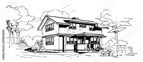 Wooden House natural insulator vintage engraving.
