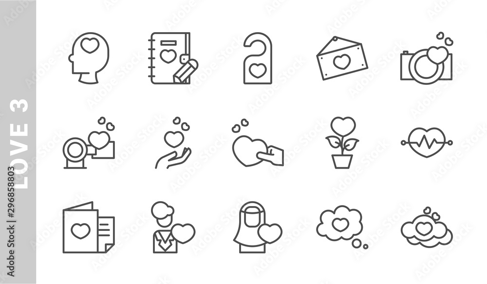 love 3 icon set. Outline Style. each made in 64x64 pixel love 3 icon set. Outline Style. each made in 64x64 pixel