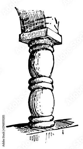 Baluster Shaft swelling vintage engraving.