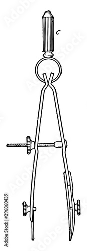 Pen Point Hook to Spring Bow proportional to its change in length vintage engraving.
