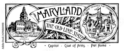 The state banner of Maryland the old line state vintage illustration