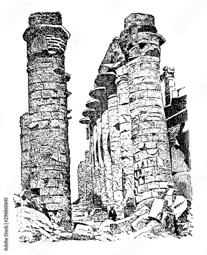 Central Avenue Hall of Columns vintage engraving.