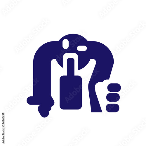 Icon a drunk man crawling on his knees for a bottle of alcohol, signs, Vector illustration for print or website design