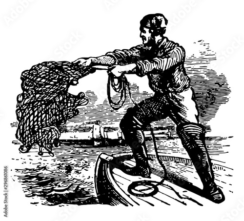 Cast Net vintage illustration