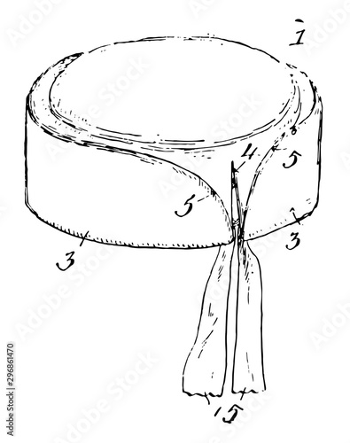 Combination Cap and Bonnet vintage engraving.