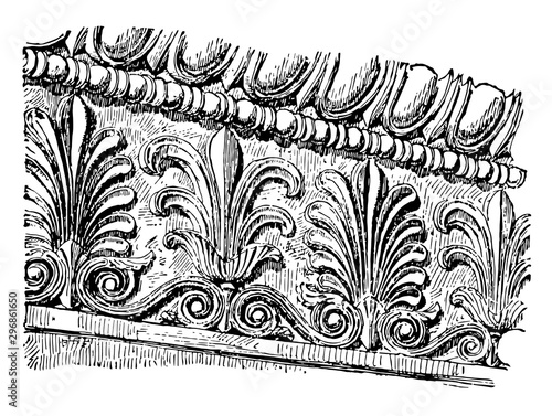 Anthemion to Molding A molding frieze ornamented vintage engraving.