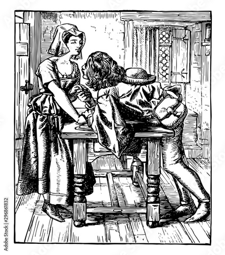 Once a Week drawing Charles Keene in 1859 vintage engraving.