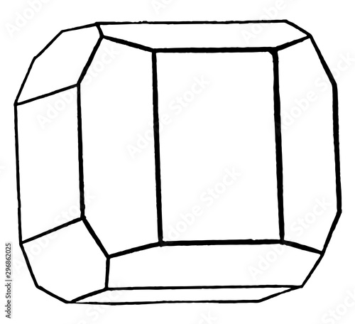 Unsymmetrically Truncated Cube, vintage illustration.