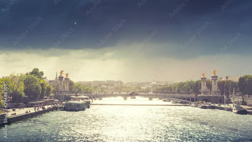 hyperlapse, Alexander III bridge and Eiffel tower, Paris, France hyperlapse, Alexander III bridge and Eiffel tower, Paris, France