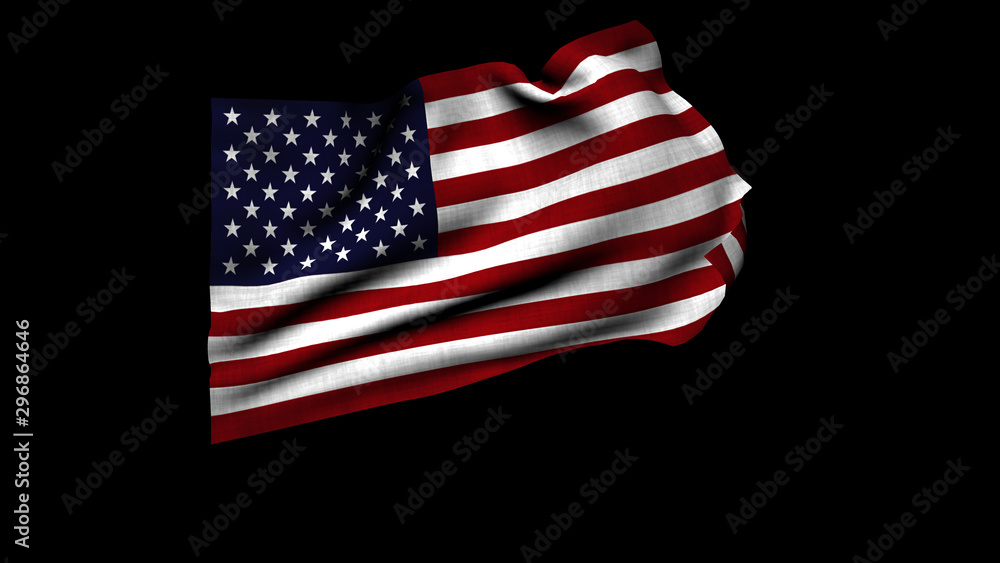Obraz premium 3d rendering of flag of the USA waving in the wind