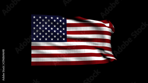 3d rendering of flag of the USA waving in the wind