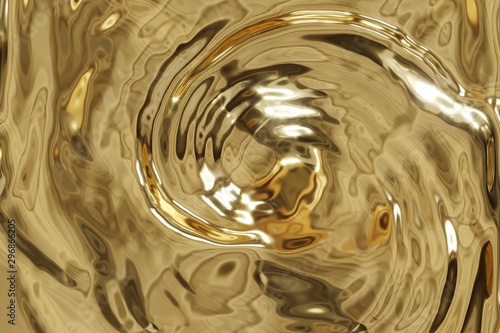 Golden water ripple on top view