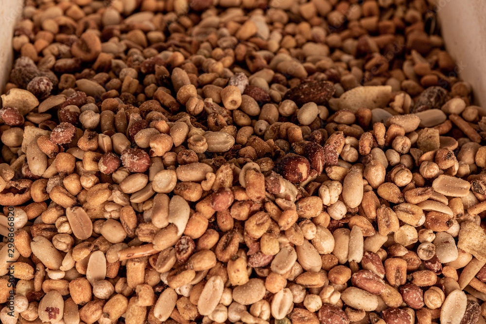 Mix of salted nuts, in bulk in a street market Mix of salted nuts, in bulk in a street market