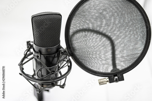 Condenser microphone with spider holder and antipop filter photo