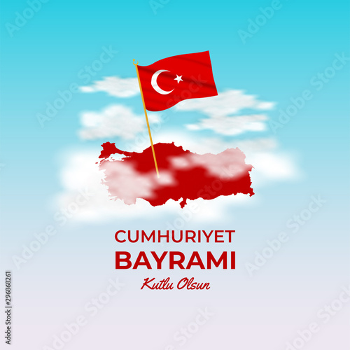 29 ekim Cumhuriyet Bayrami kutlu olsun, Republic Day Turkey. Translation: 29 October Republic Day of Turkey and the National Day in Turkey happy holiday background illustration photo