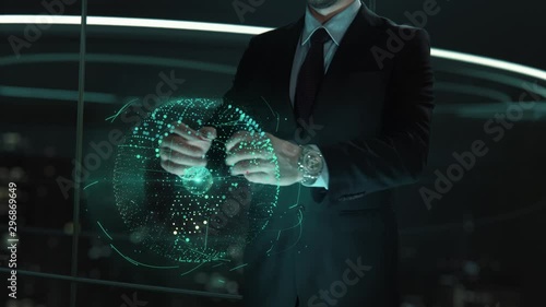 Businessman with Third-Party Logistics 3PL hologram concept photo