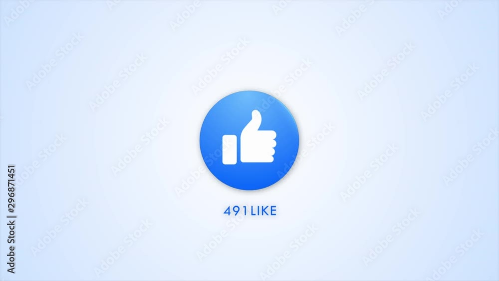 3D Like emoji button Animation with increasing counting of numbers on isolate white-blue background 3D Like emoji button Animation with increasing counting of numbers on isolate white-blue background