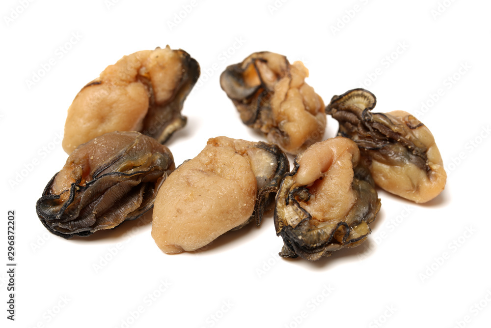 dried oysters on white background dried oysters on white background