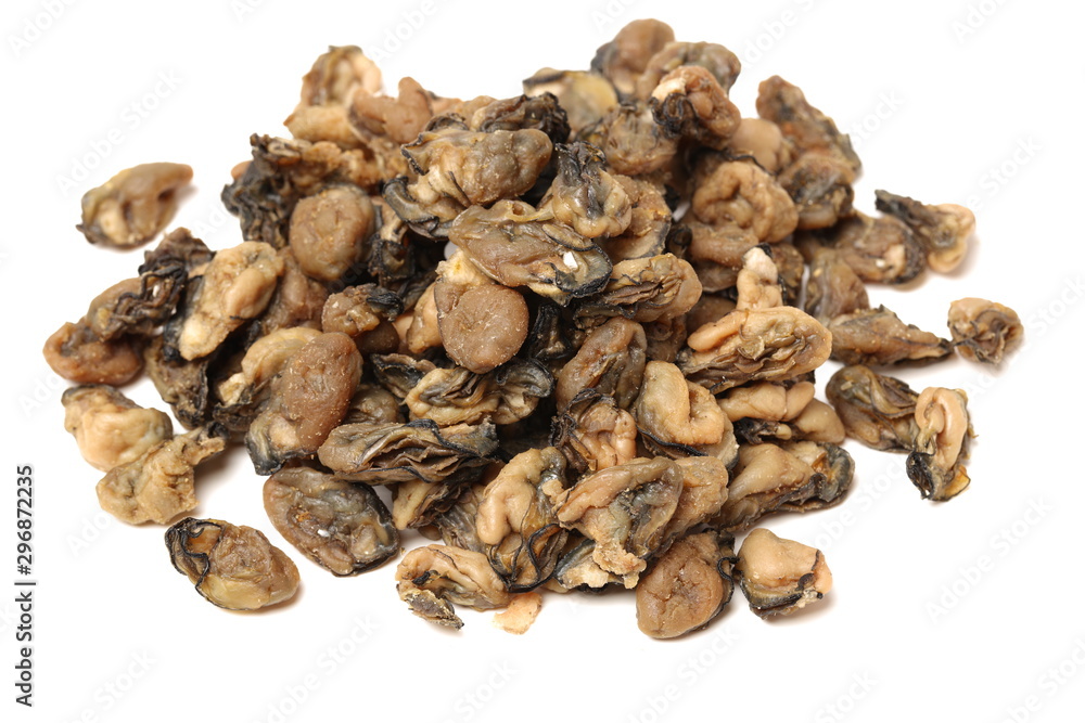 dried oysters on white background dried oysters on white background