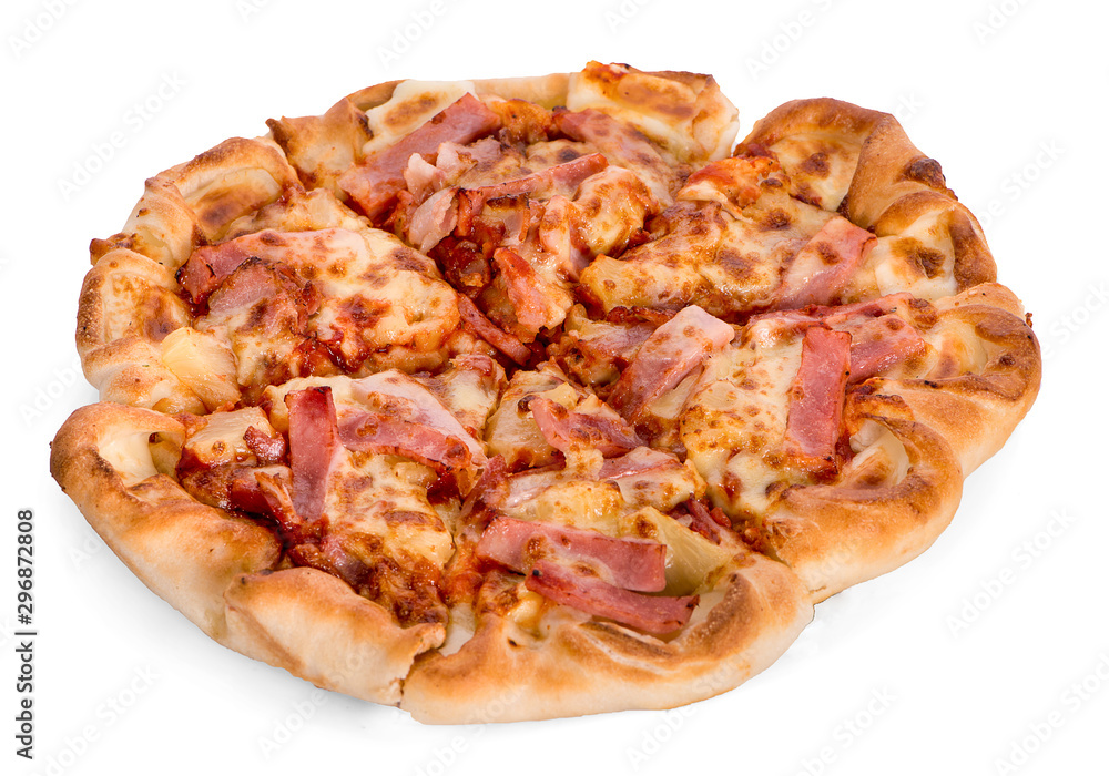 Slice of tasty pizza with vegetables isolated on white background Slice of tasty pizza with vegetables isolated on white background